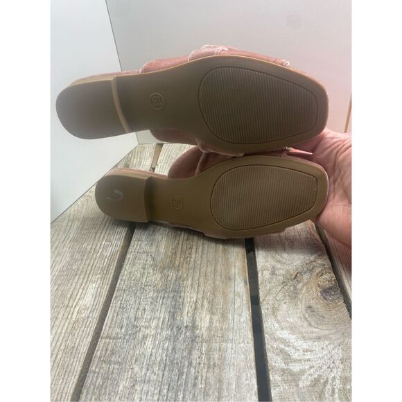 A New Day Velvet Slide Sandals Pink Rhinestone Buckle Square Toe Heels Size 6.5 - Picture 9 of 10